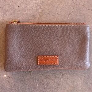 DOONEY & BOURKE Taupe Leather zippered Clutch Wallet Pouch